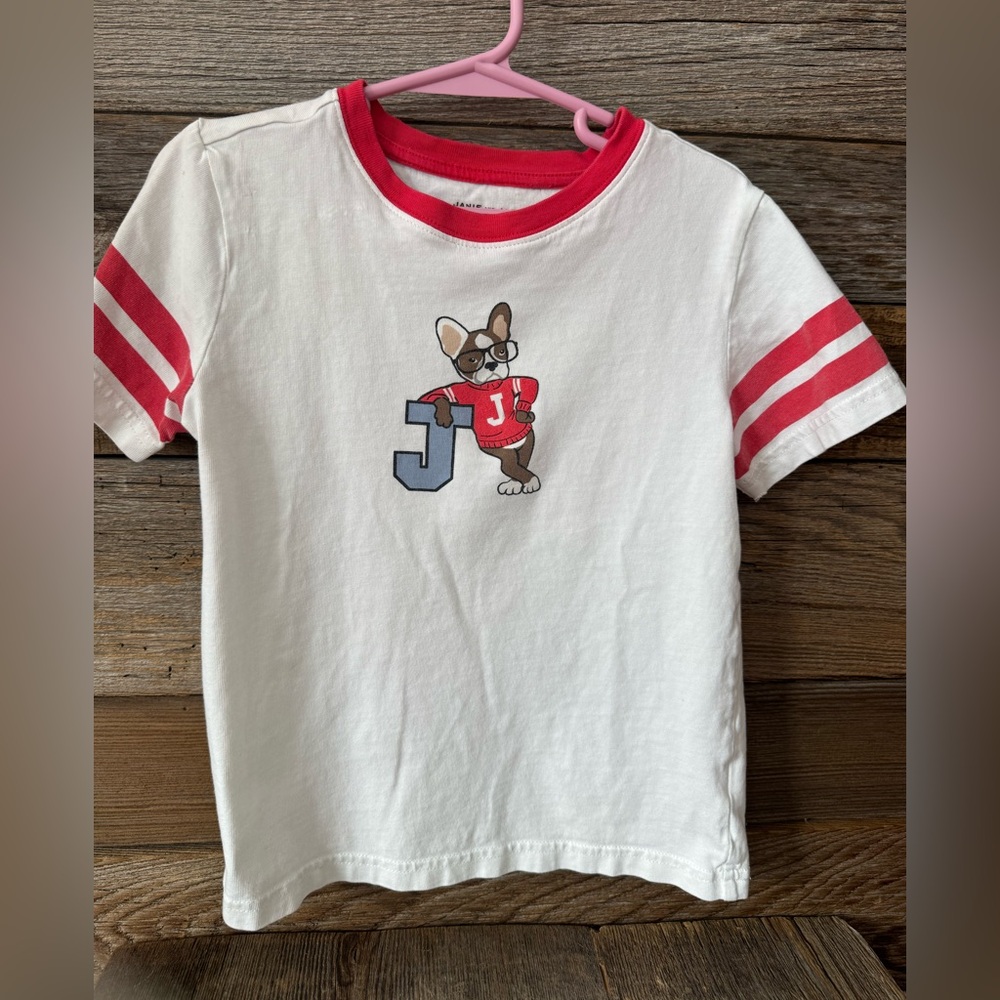 Janie and Jack Tee with Red Trim & French Bulldog Graphic
